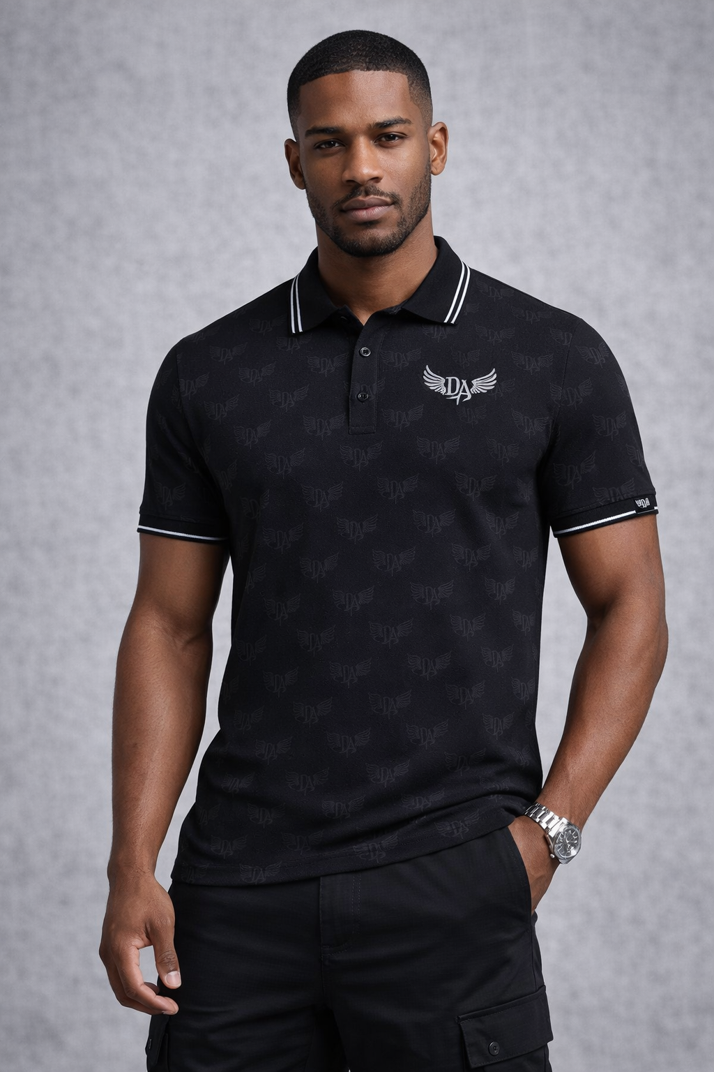 Demonic Angel™️ Signature Polo Black Monogram Edition